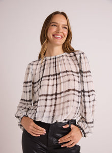 Elastic Shirred Top | Brushed Plaid Print