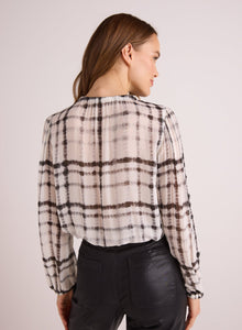 Elastic Shirred Top | Brushed Plaid Print