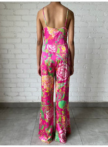 Viscose Satin Long Dress | Pink/Multi