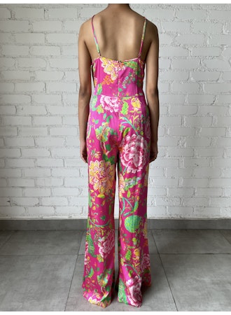 Viscose Satin Long Dress | Pink/Multi