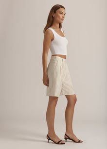 ivory navy pinstripe