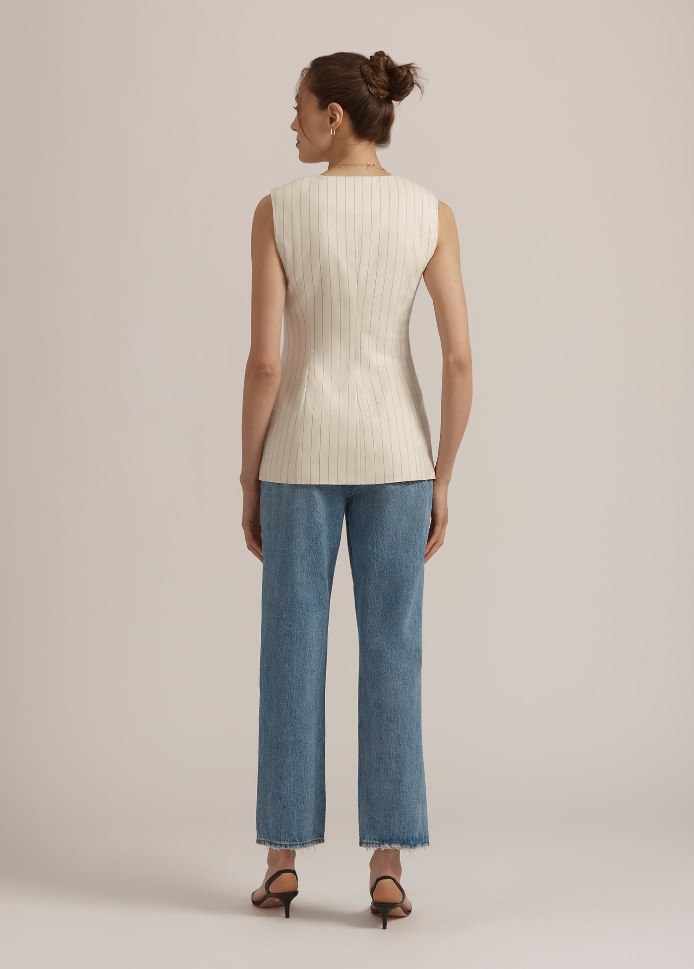 ivory navy pinstripe