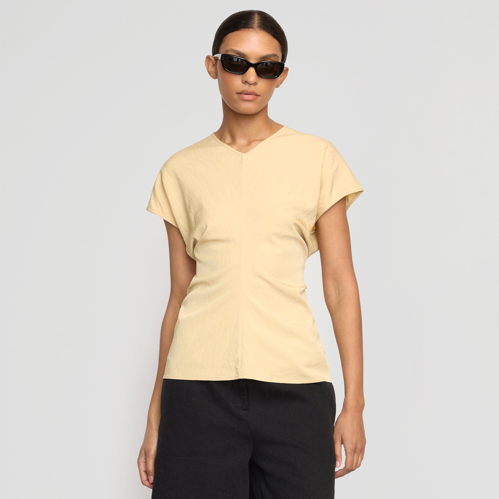 Fionola Relaxed-Waist Blouse | Butter Yellow