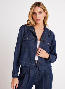 Flap Pocket Utility Jacket | Dark Denim