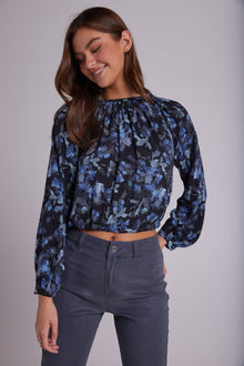 Smocked Tie Back Raglan Top | Frosted Floral Print