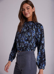 Smocked Tie Back Raglan Top | Frosted Floral Print