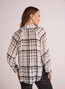 Flowy Raglan Sleeve Shirt | Brushed Plaid Print