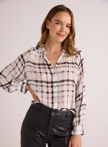 Flowy Raglan Sleeve Shirt | Brushed Plaid Print