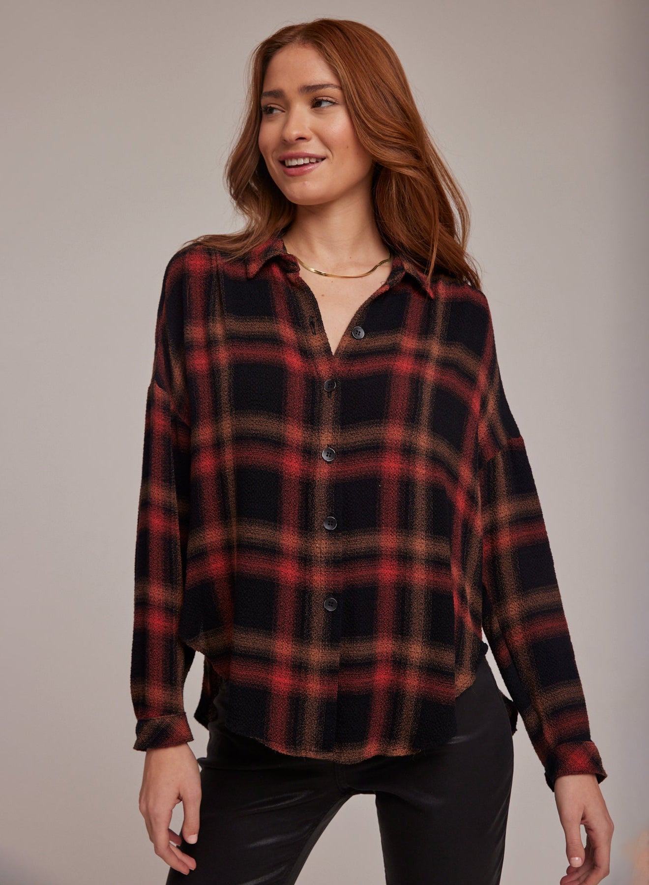 Flowy Shirt | Golden Rust Plaid