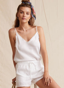 Frayed Hem Pocket Short | White