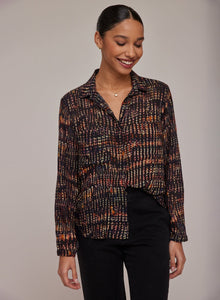 Full Button Down Hipster Shirt | City Lights Print