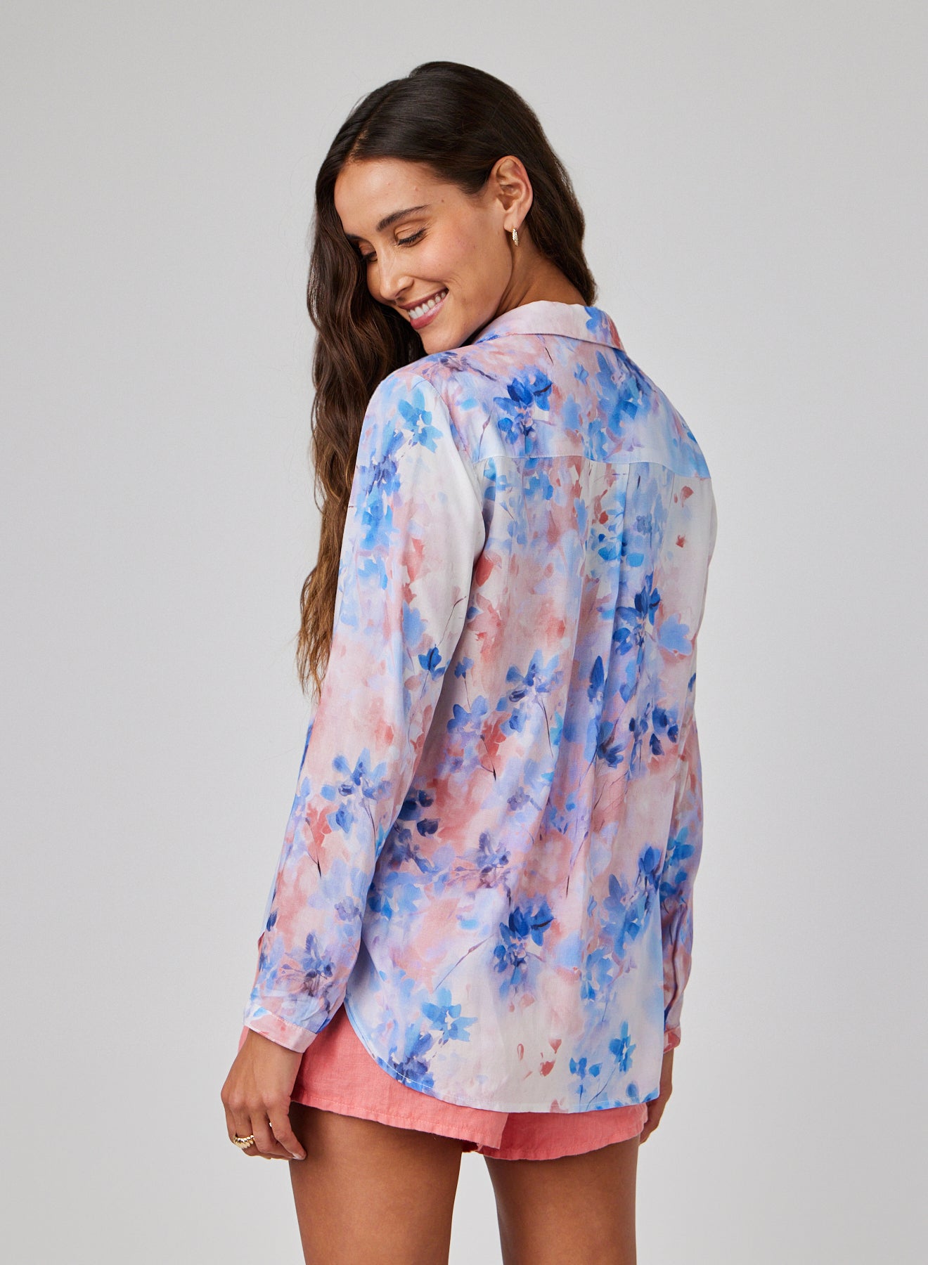 Full Button Down Hipster Shirt | Garden Mist Print