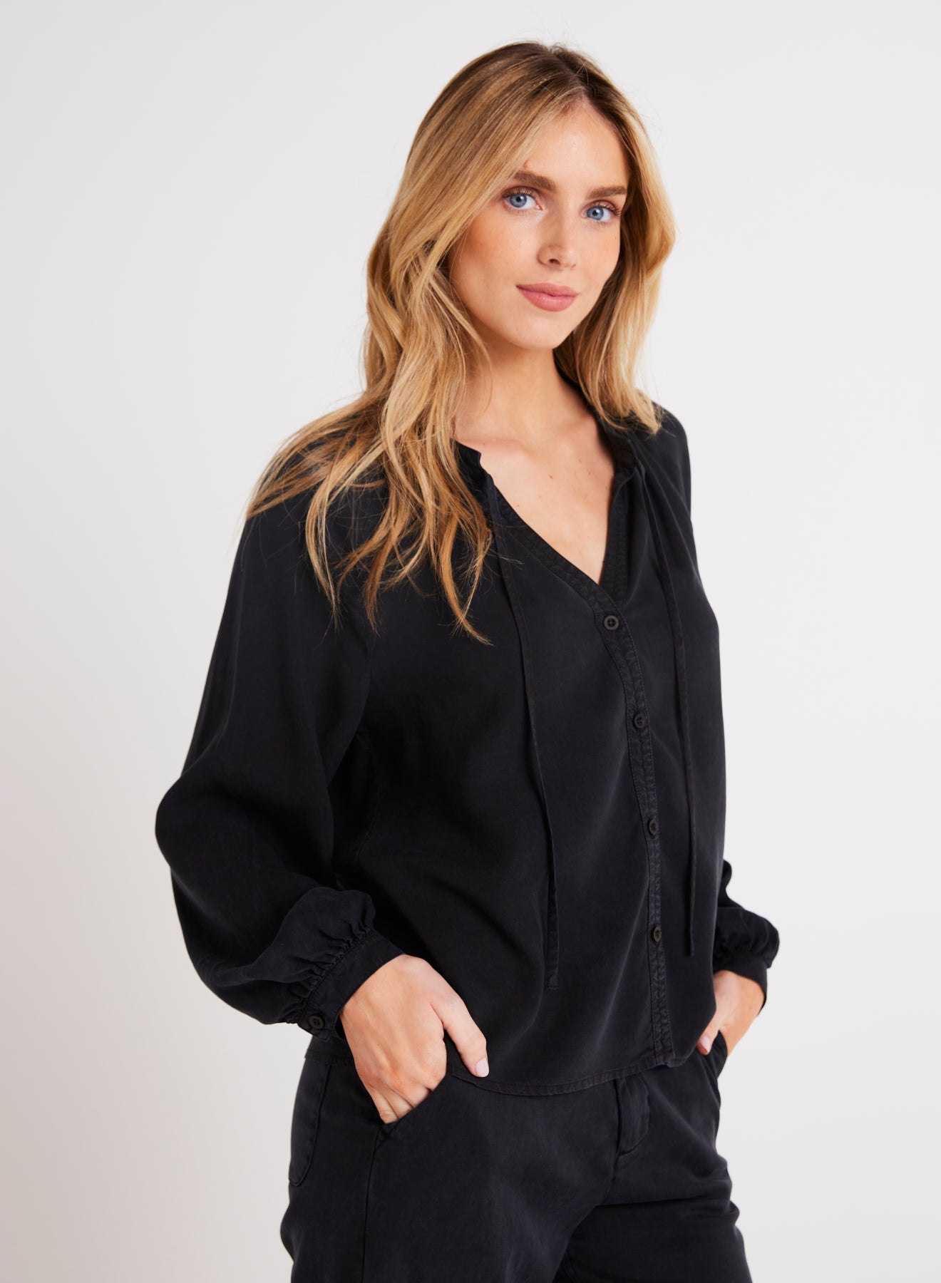 Full Sleeve Raglan Button Down | Vintage Black