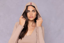Women | Raw Edge Crop Sweatshirt Fleece Hoodie | Woodsmoke