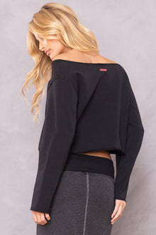 Women | Split Front Fleece Sweatshirt | Black