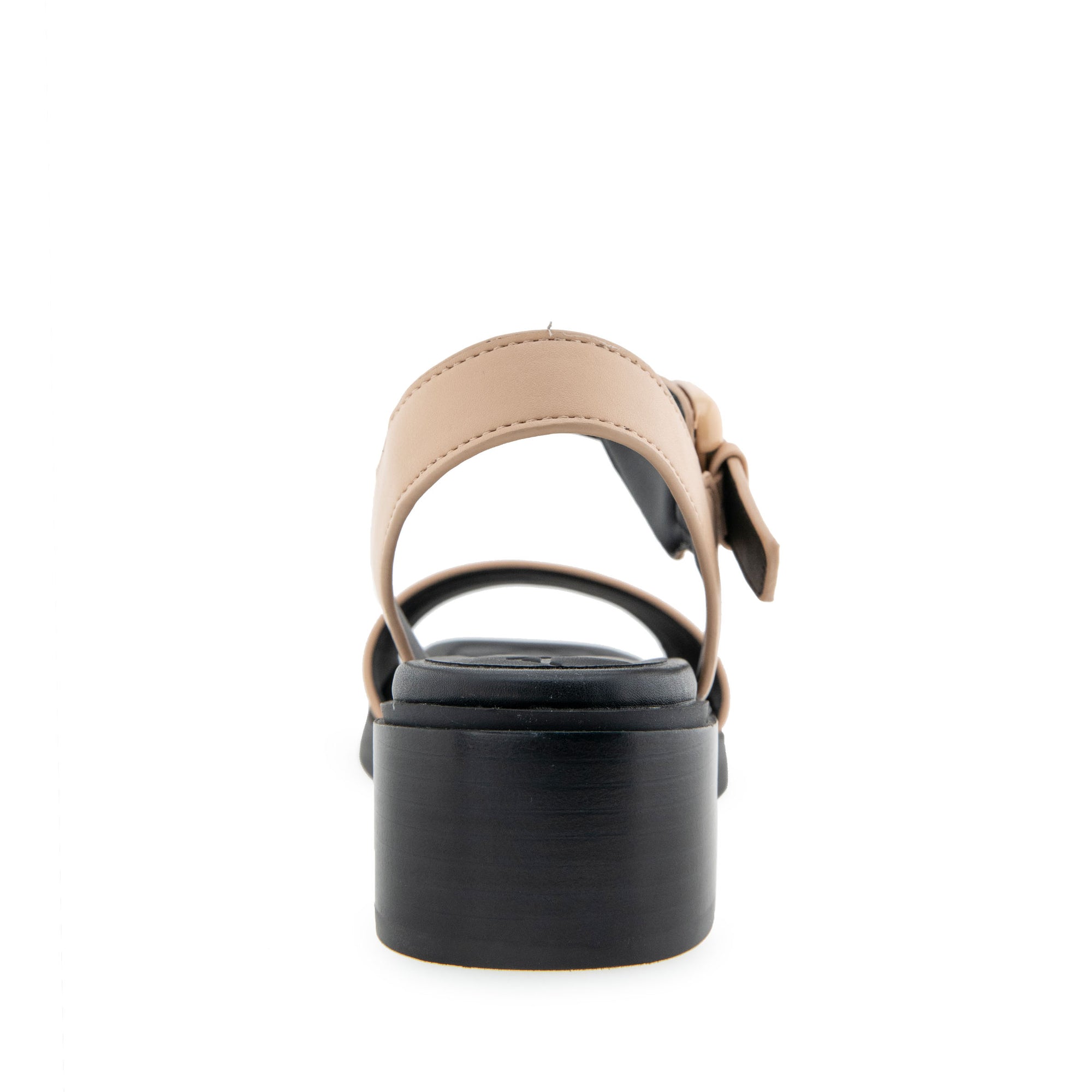 Dorian Sandal Block Heel | Beige Bisque/Black Faux Leather