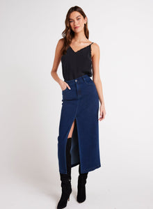 Gia Front Slit Maxi Skirt | Indigo Twilight Wash