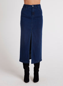 Gia Front Slit Maxi Skirt | Indigo Twilight Wash