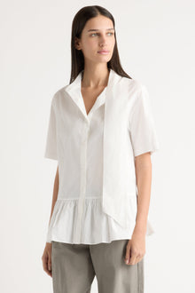 Karolina | Gretta Scarf-Neck Ruffled Tunic Blouse in Size Extra Small