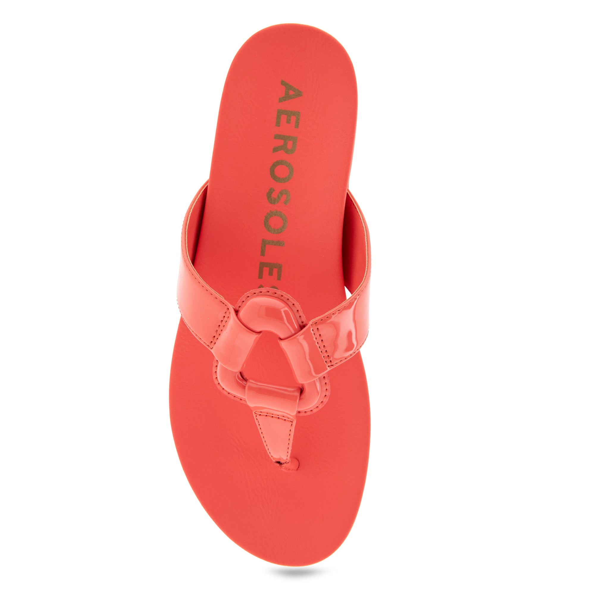 Fallon Sandal Flat | Coral Patent Faux Leather