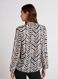 Half Placket Pullover | Batik Chevron Print