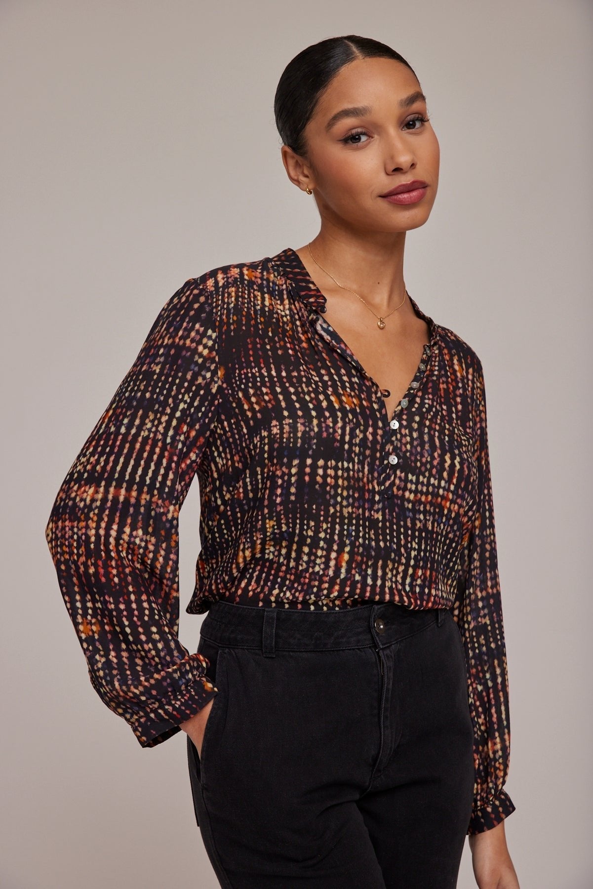 Half Placket Pullover | City Lights Print