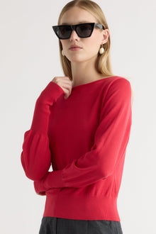 Jess | Hanli Cotton-Silk Boat-Neck Sweater in Size Small