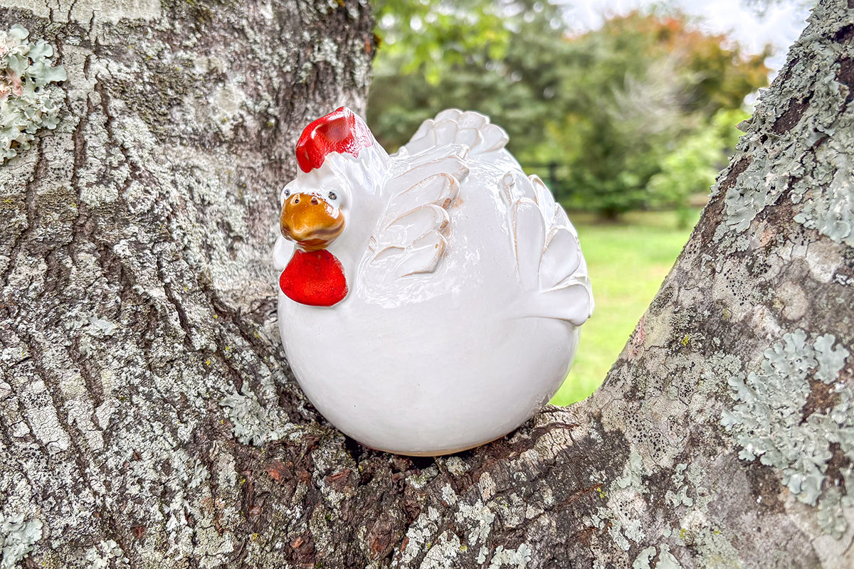 Ceramic Country French Hen | White | Small