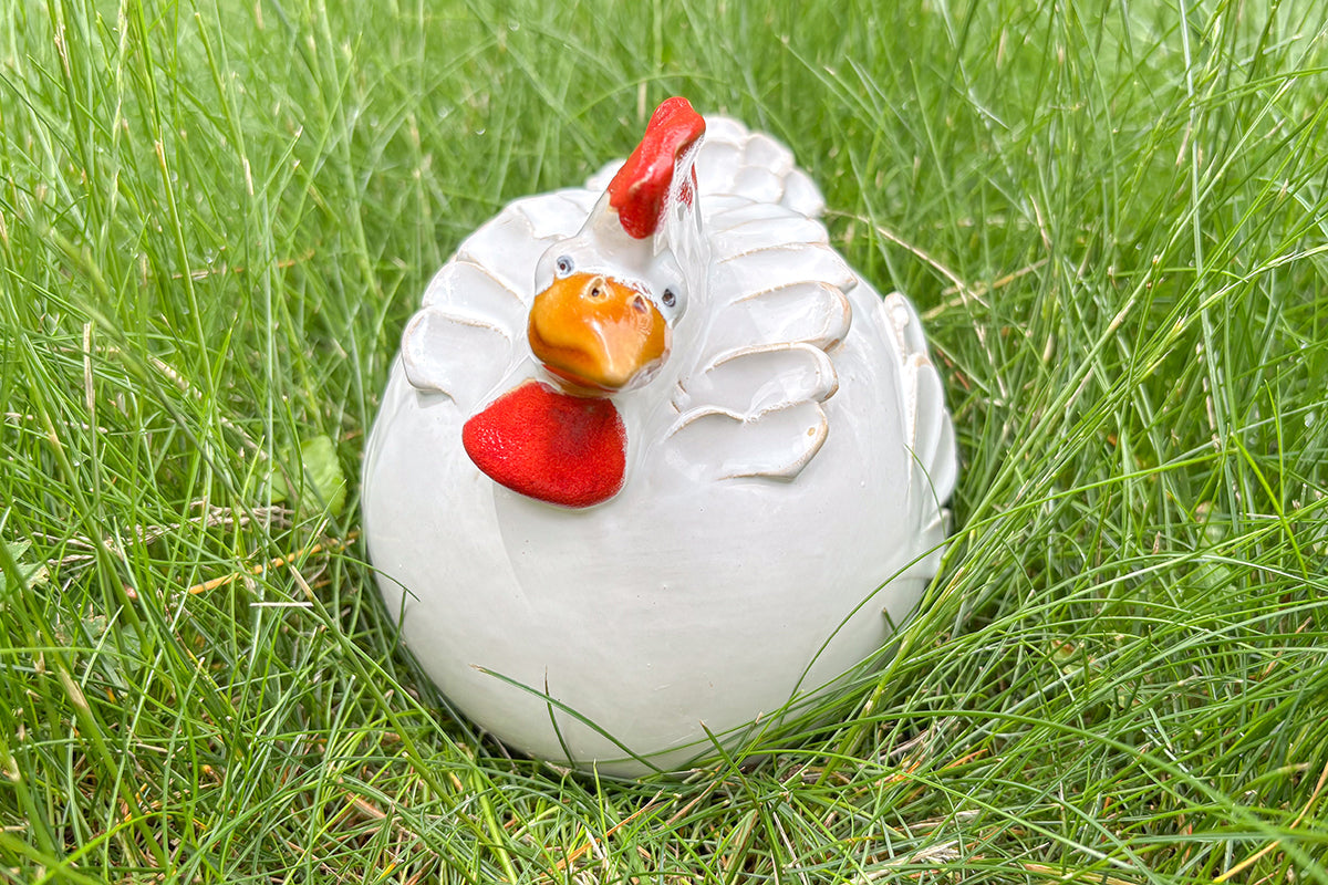 Ceramic Country French Hen | White | Small