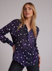 Hidden Placket Button Down | Amethyst Spots Print