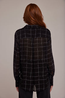 Hidden Placket Button Down | Stippled Plaid Print