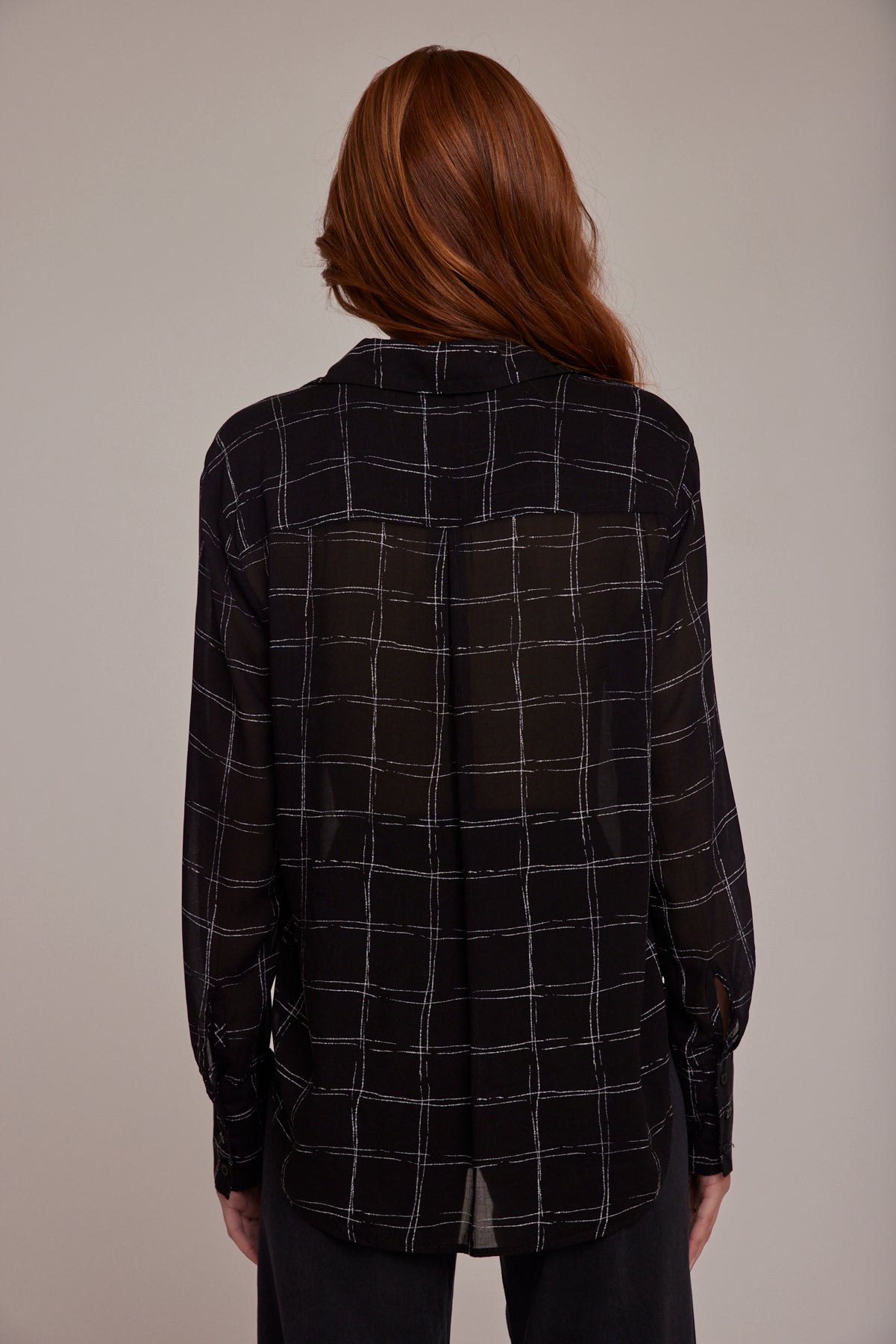 Hidden Placket Button Down | Stippled Plaid Print