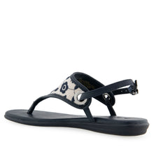 Conclusion Sandal Flat | Natural/Navy Floral Linen