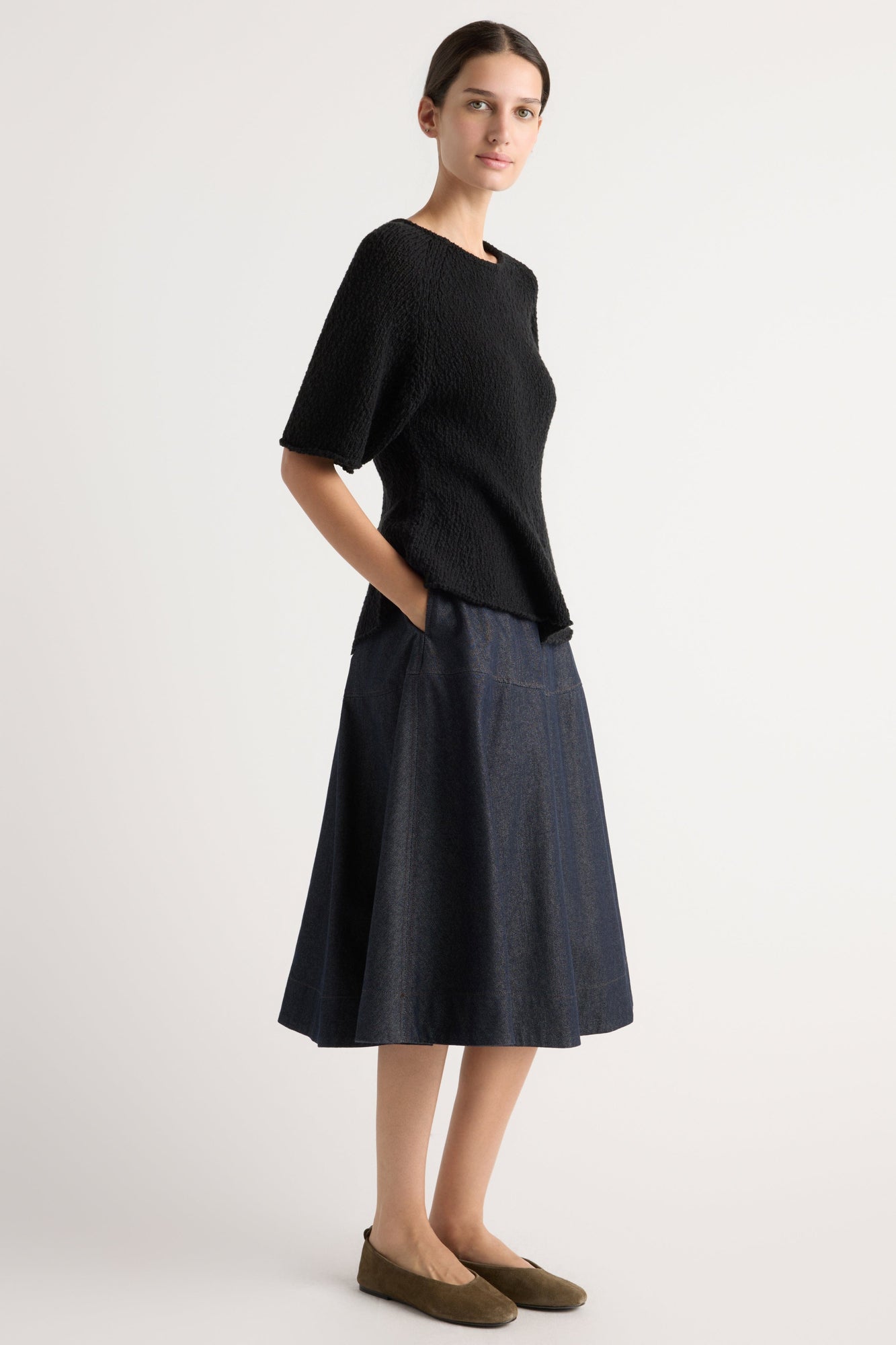 Karolina | Hyejin A-Line Denim Skirt in Size Extra Small