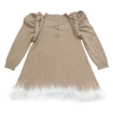 Girl | Anna Knit Dress with Feathered Hem | Beige