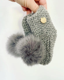 Unisex | Grey Angora Pom Pom Booties With Grey Pom | Gray