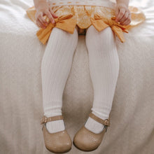Girl | Emma Linen Bow Socks Bow | White x Mustard