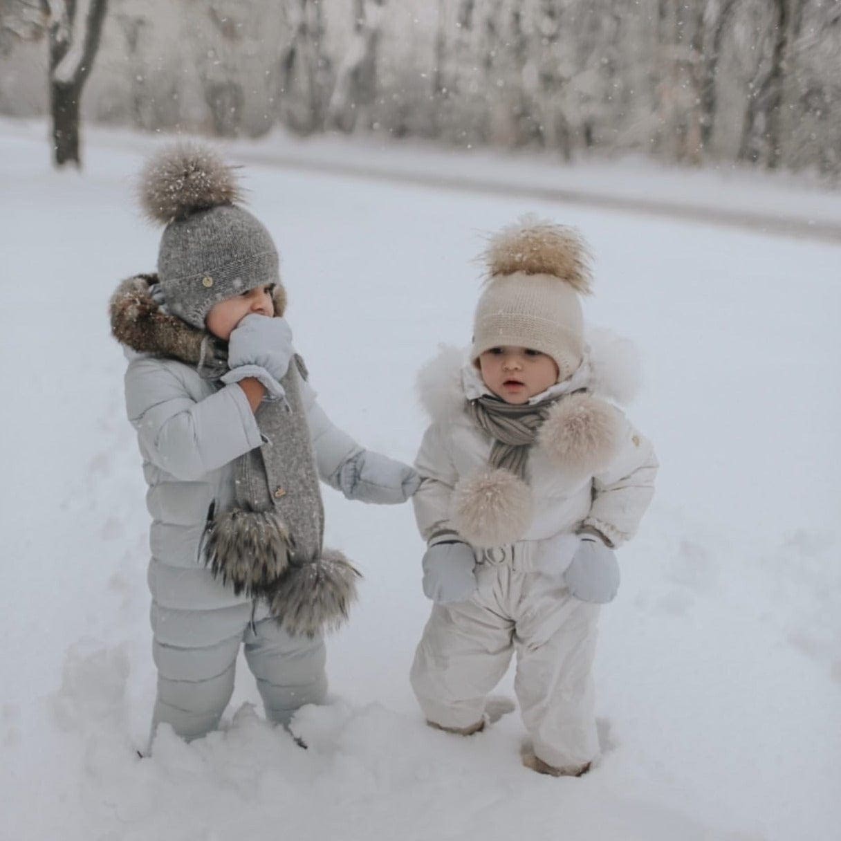 Unisex | Cashmere Aviator Pom Hat | Oatmeal
