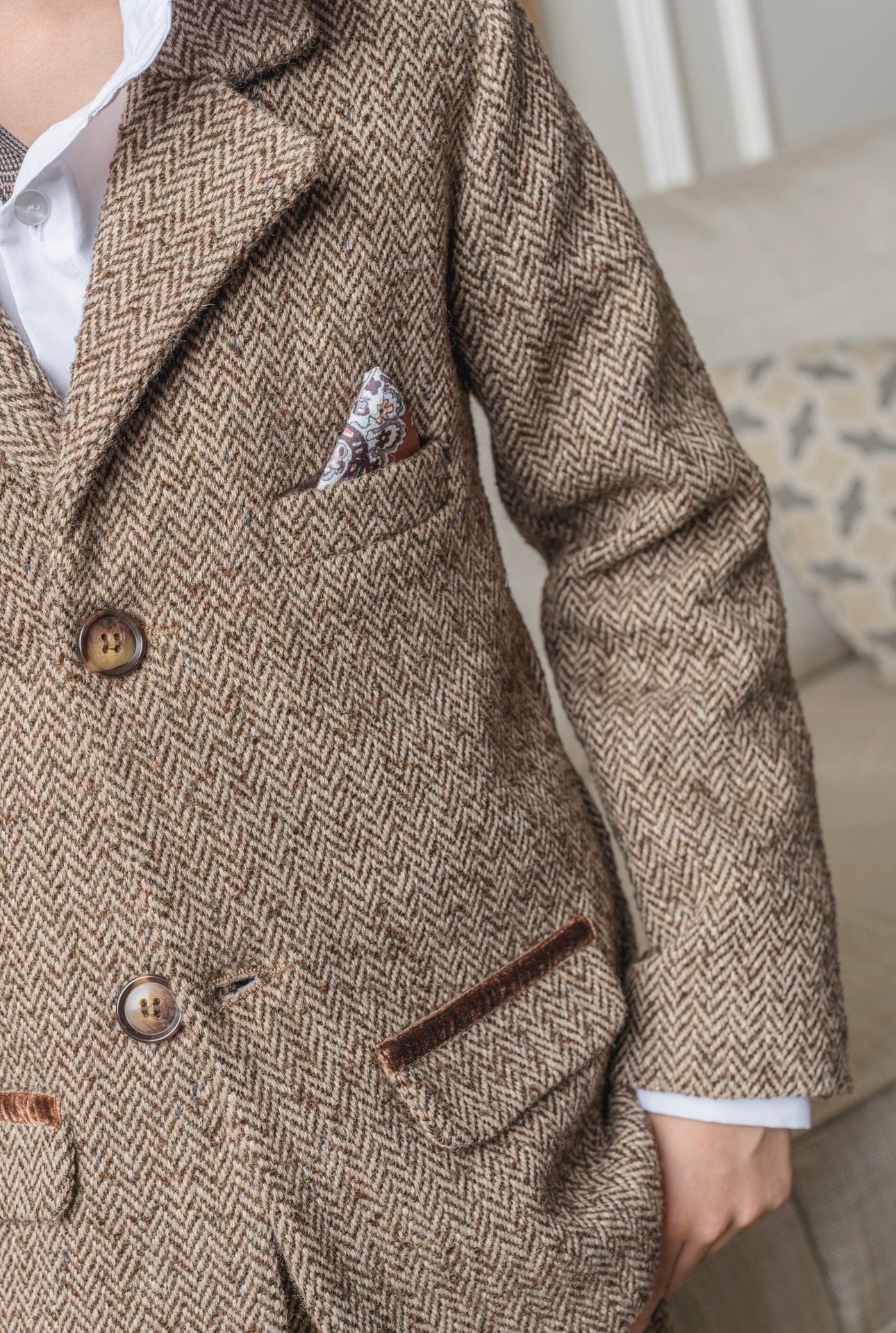 Boy | Herringbone Tweed Jacket | Brown