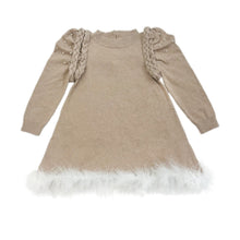Girl | Anna Knit Dress with Feathered Hem | Beige