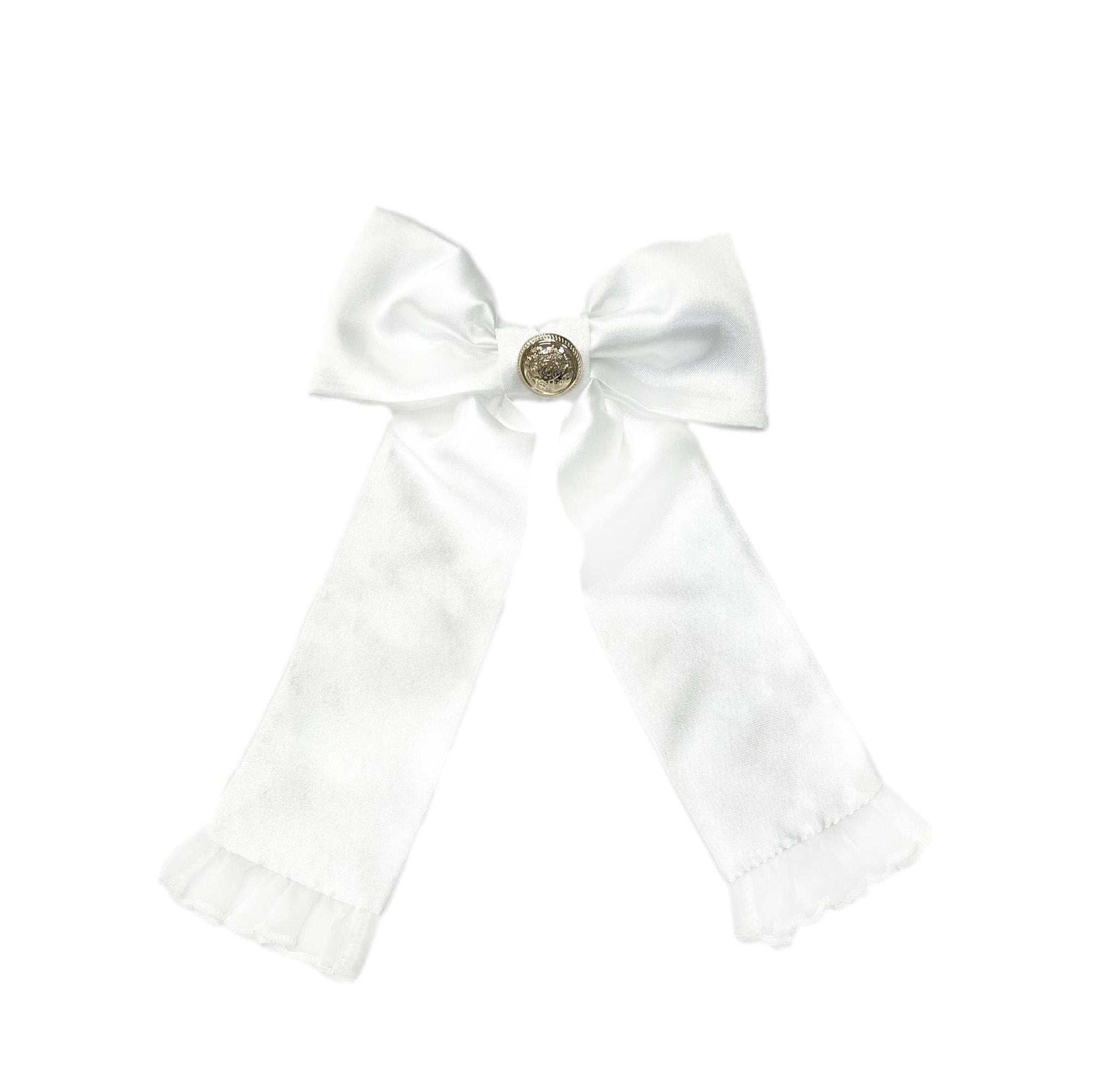 Girl | Satin Tuxedo Hair Bow | White