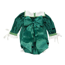 Girl | Everly Damask Velour Romper | Green