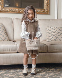 Girl | Herringbone Dress and Blouse Set | Brown x White