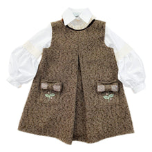 Girl | Herringbone Dress and Blouse Set | Brown x White