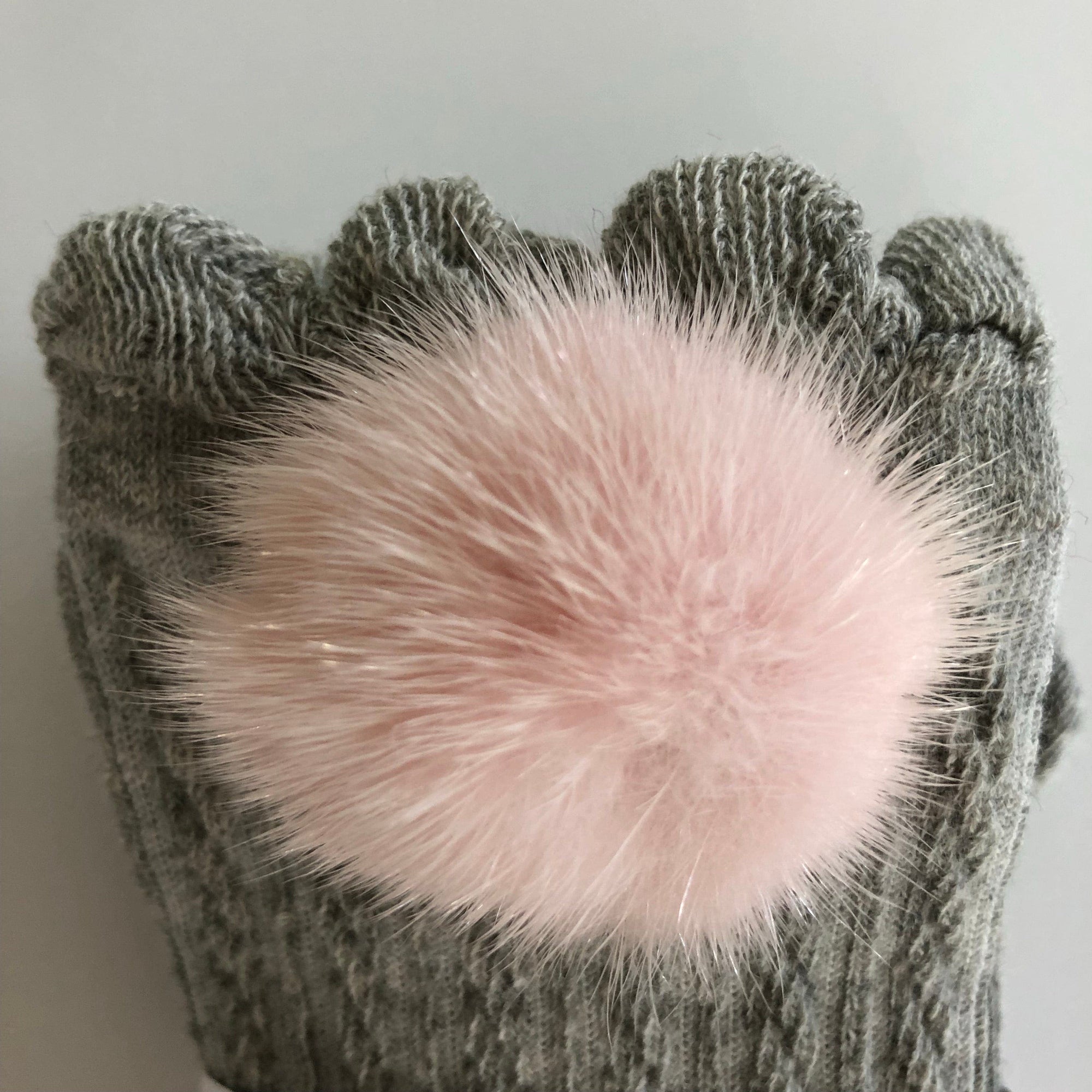 Girl | Grey Knee High Socks with Poms Pom | Gray x Pink