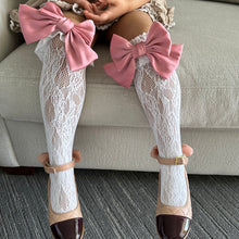 Girl | Lola Lace socks with satin Bow | White x Mauve