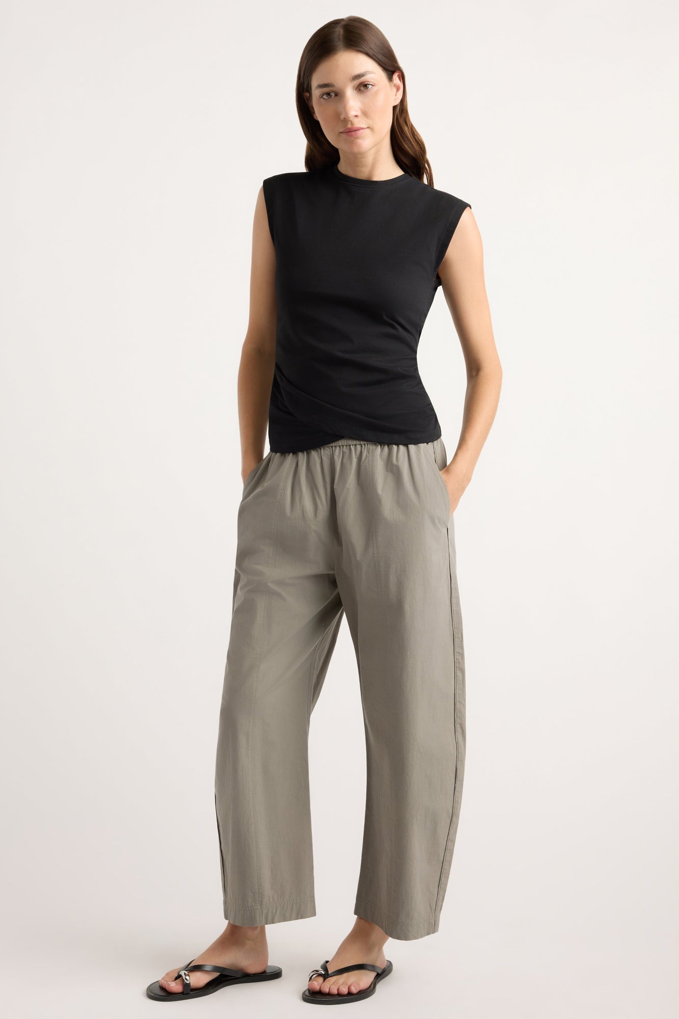 Renee | Jensen Front-Wrap Jersey Tee in Size Small