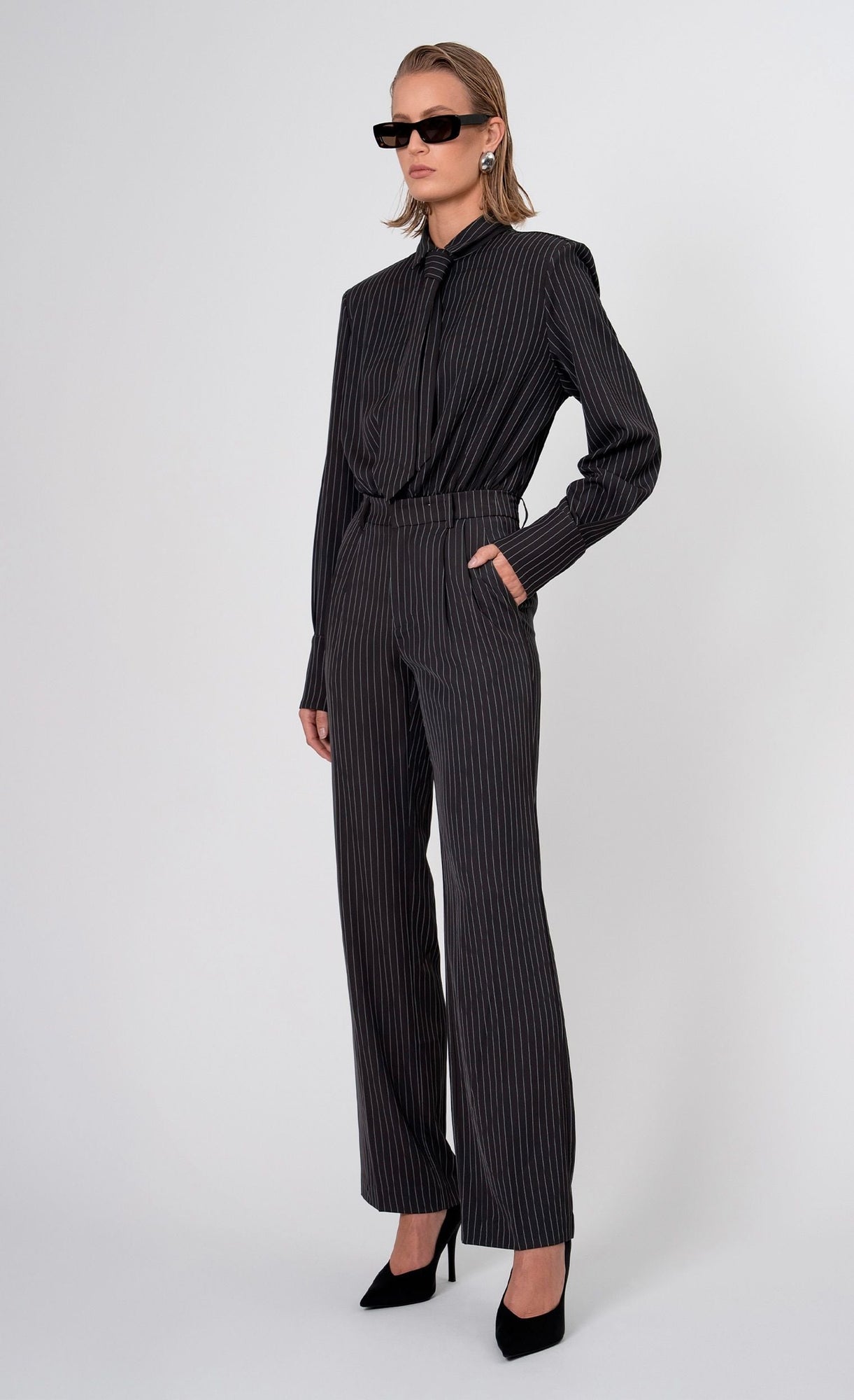 Elowen Bodysuit | Gray/White Stripe
