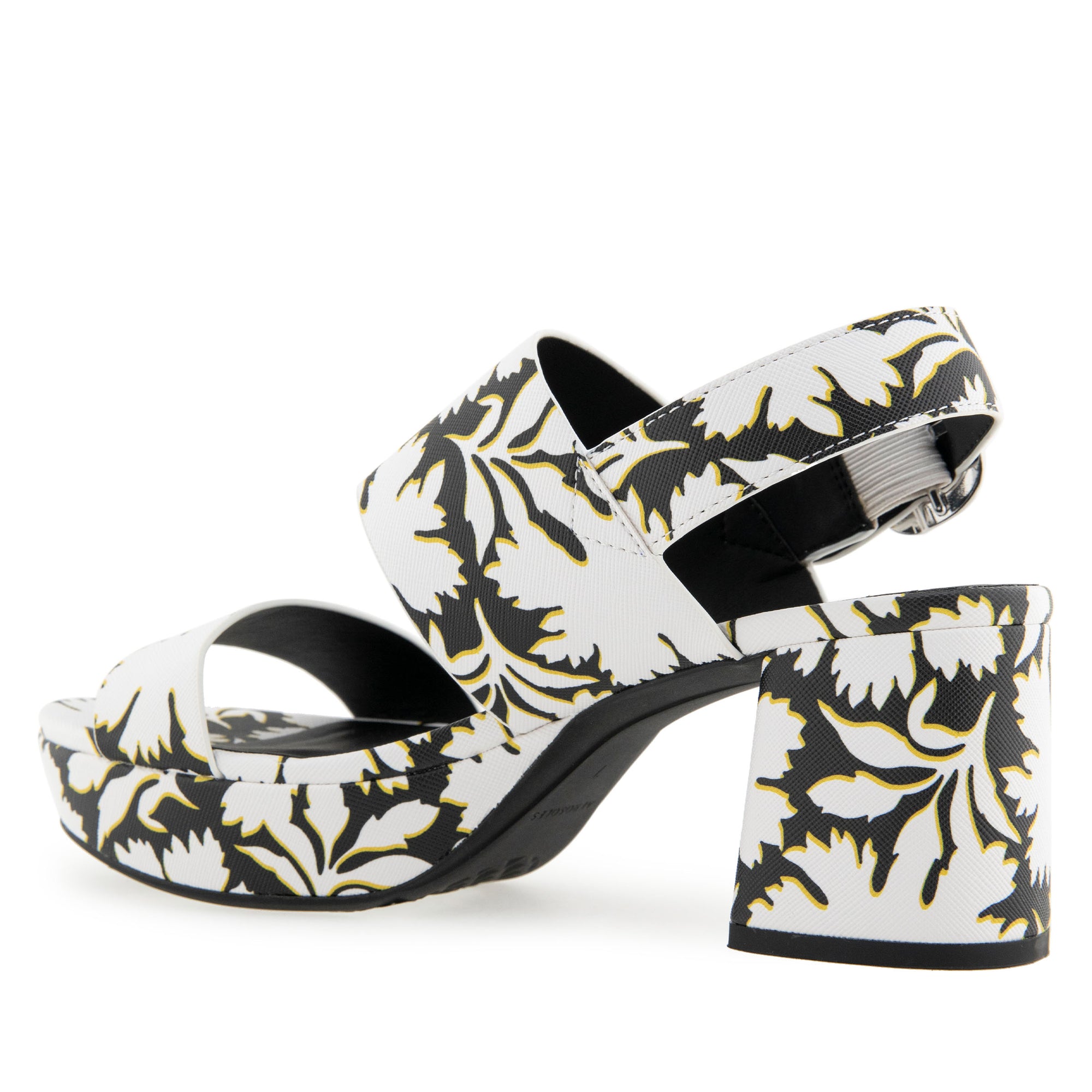 Camera Sandal Platform | Bright White Floral Faux Leather