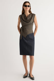 Renee | Johanna Knee-Length Denim Skirt in Size Extra Small